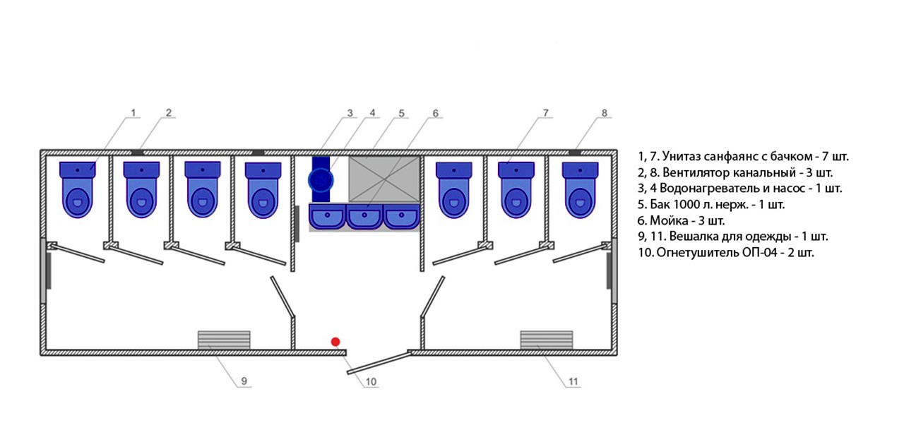 Вагон-дом санузел 8000х2500 мм купить, цена в Нижневартовске |  МеталлЭнергоХолдинг